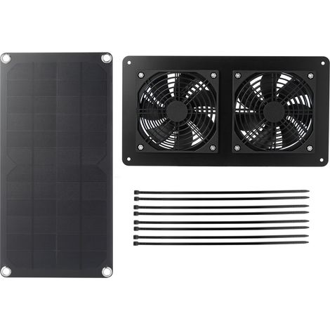 Panneau à double ventilateur à énergie solaire 10W, Kit résistant aux intempéries pour petits poulaillers, serres, hangars, maisons pour animaux de compagnie, échappement de fenêtre.
