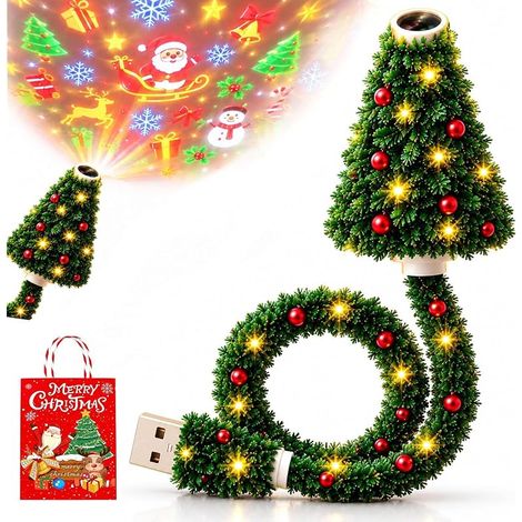 Plug and Play HD Projecteur de lumière de Noël, veilleuse USB en Forme de Sapin (1/5)