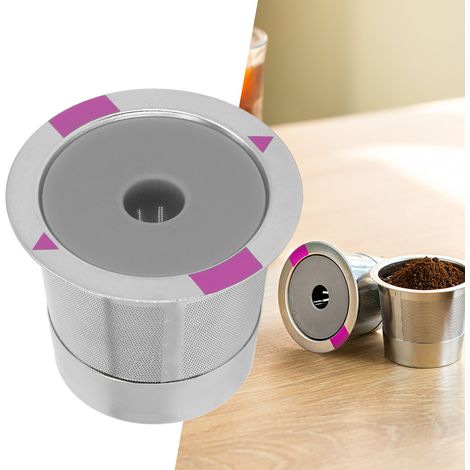 Die K-Cup-Kapsel ist mit Keurig-Kaffeemaschinen kompatibel und beinhaltet einen wiederverwendbaren Edelstahl-Kaffeefilter und eine K-Cup-Kapsel mit einem Loch. (1/5)
