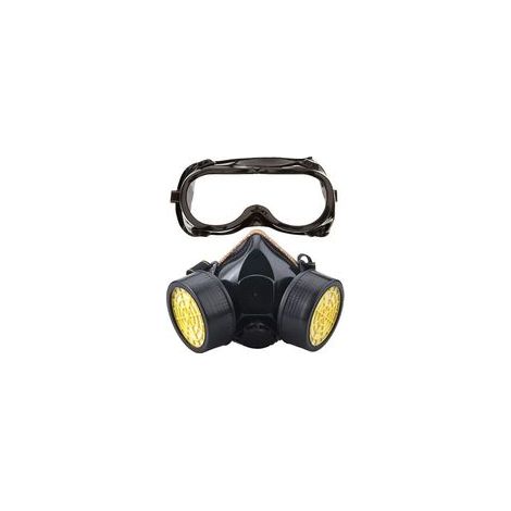 Masque à Gaz Professionnel avec 2 Filtres Charbon Actif, Protection Poussière Pesticides Formaldéhyde Peinture (1/4)