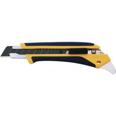 Olfa L5-AL - Cúter con mango antideslizante, cuchilla de 18 mm, bloqueo automático y púa de metal duro en el mango