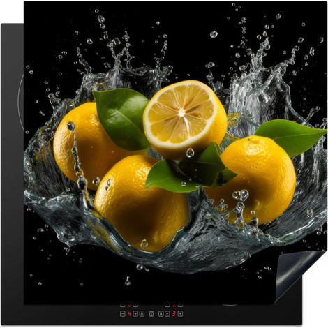 PROTECTOR DE PLACAS DE INDUCCIÓN Limón - Fruta - Amarillo - Negro Tapa Protectora De Cocina 78x78 cm (1/5)