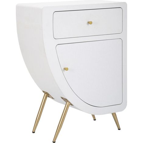 Comodino alto Venus in MDF bianco e ferro oro 60x32x79 cm