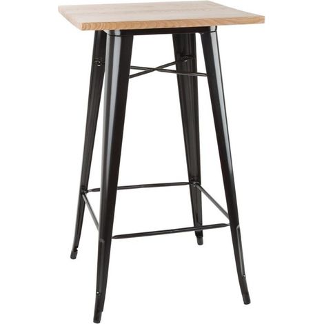 Table de Bar Noire avec Plateau en Bois - Bolero Bistro (1/5)