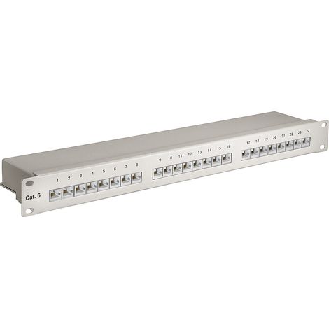 Wentronic 94036 Panel de parcheo - Bahía de Entrada (Cat 6, RJ45, Gris) (Importado)