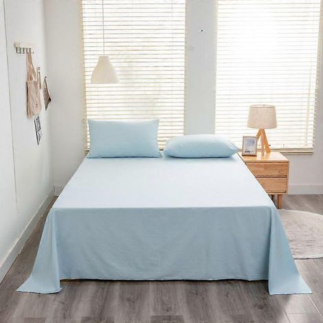 Ensemble de draps 3 pièces style Ins, couleur unie, 111 % coton, doux pour la peau, idéal pour toutes les saisons, en sergé de coton, lavable. (1/5)