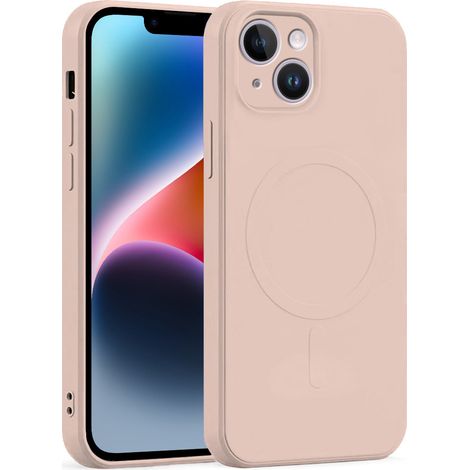 Set di custodie Mag Cover in silicone per iPhone 14 Plus, rosa + vetro (1/5)