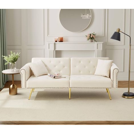 canapé 2 places convertible dossier réglable beige OKMYHOME (1/5)