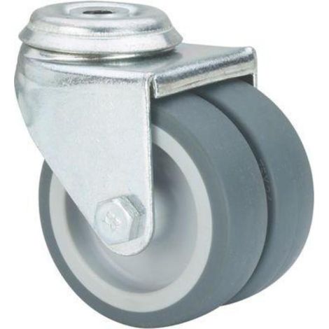 rueda giratora agujero m10 20i75-pgi poliamix-goma gris (doble) eje liso (1/2)