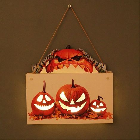 Décoration de porte suspendue en bois pour Halloween (Thème 1) (1/3)