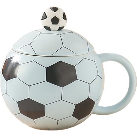 Stilvoller Kaffeebecher mit Henkel im Fußballdesign – Blau (1/2)