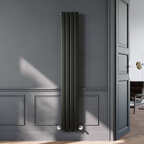 ELEGANT 1800 x 272mm Black Vertical Radiator Designer Double Panel Flat Panel Rads (1/5)
