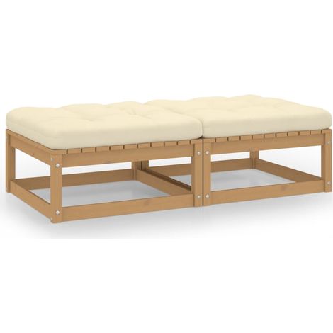 Repose-pieds de jardin avec coussins lot de 2 Bois pin solide (1/5)