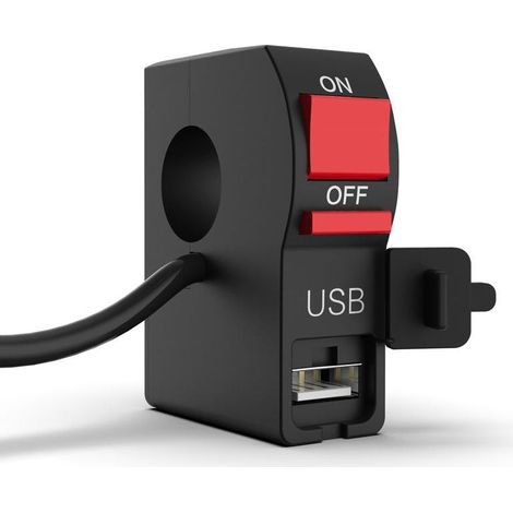 Motorradzubehör: Modifizierter Scheinwerferschalter mit 12V 5A USB-Handyladegerät für den Motor, Scheinwerfer-Ein-/Ausschalter (1/5)