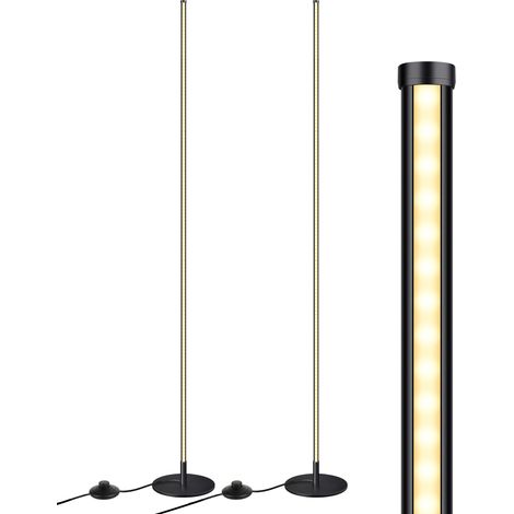 EDISHINE Lot de 2 lampadaires sur pied LED – Intensité variable en continu – Lumière blanc chaud 3000K – Noir (1/5)