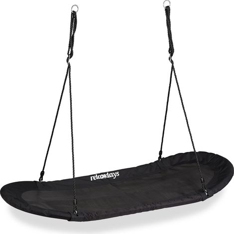 Relaxdays XXL Nest Swing, Oval, Kids & Adults, Outdoor Play Equipment, Holds up to 100 kg, 141.5 x 43.5 cm, Black