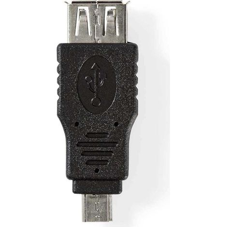 Adaptador usb micro b usb 20 usb micro b macho usb a hembra 480mbps niquelado pvc negro ampolla