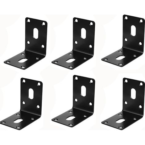 Angle En Droit Support Équerre Forme De Joint D'angle Pour Étagère Armoire Chaise （ ） 6 Pièces Acier inoxydable Acier Noir (1/5)