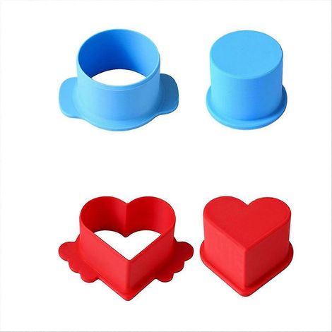 Circle et c ur gâteau coupe et Pusher 3D Printed moules à gâteau Shapes ensemble pour maison cuisson (1/5)
