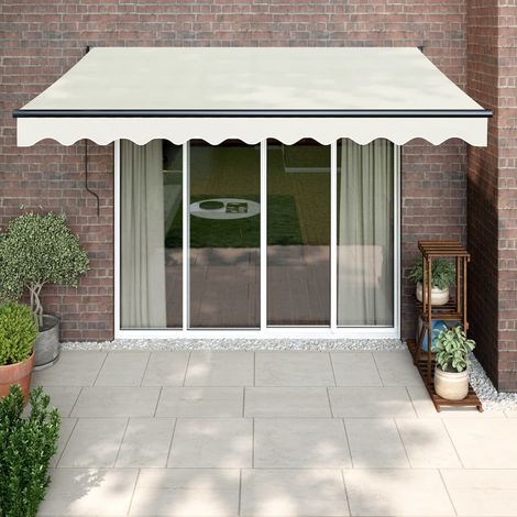 Auvent rétractable Store banne Marquise crème 3x2,5 m tissu et aluminium NDTN2035481 (1/5)