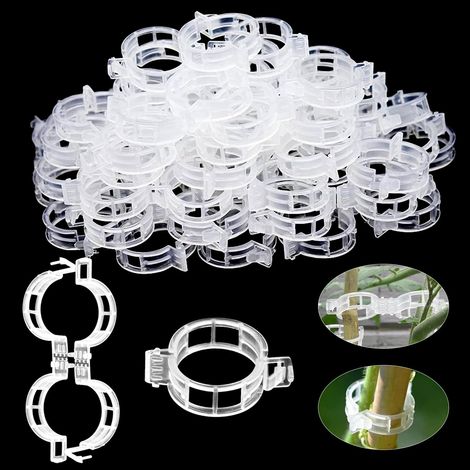200 - Clips de Support de Plantes - Clips Tomate - Fixation Sécurisée pour Tiges et Vignes - Idéal pour Légumes et Fleurs - Blanc - 3x2cm (1/5)