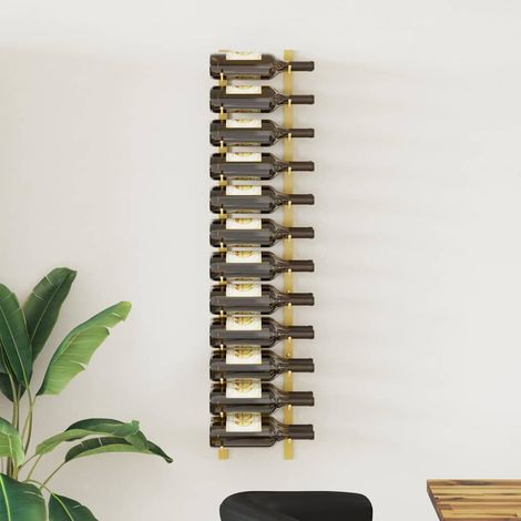 vidaXL Botellero de pared para 24 botellas hierro dorado (1/5)
