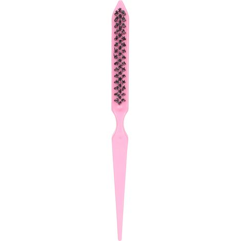 Brosse à cheveux et barbe en nylon portable de voyage, outil de coiffure avec manche en plastique rose (1/5)