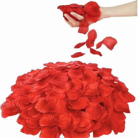 Pétale de Saint Valentin Decoration Petales Table Décoration Mariage Romantique fête Cérémonie Artificielle Rouge Rose (1/4)