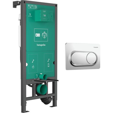 Cisterna empotrada HANSGROHE iFrame Universal para suelo y pared + placa de doble descarga HANSGROHE iFrame Original S cromado (1/5)
