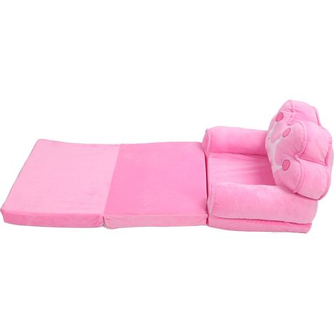 Fauteuil-canapé convertible pour tout-petit en lit d'appoint rose avec accoudoirs, idéal pour lire et se reposer. (1/5)