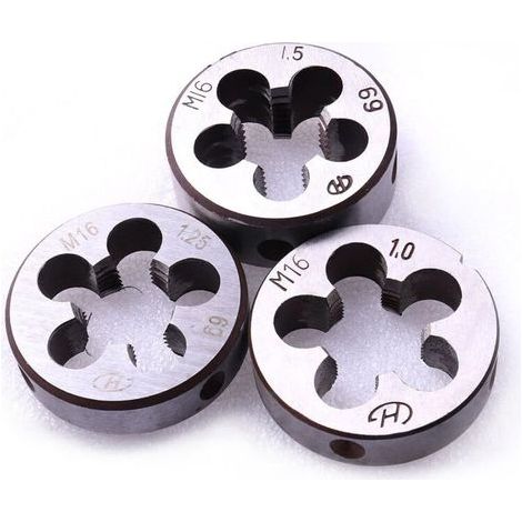 Metrische Schneideisen, 3 Stück HSS metrisches Gewindeschneideisen M16 x 1 mm M16 x 1,25 mm M16 x 1,5 mm (1/5)