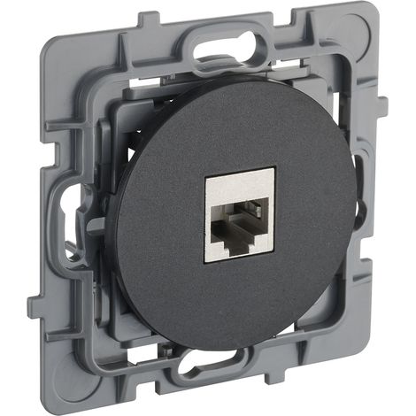 Debflex – Mécanisme prise RJ45 noir – Adaptateur courant faible – Tension 230V – Connecteur pour câbles réseau – Usage professionnel