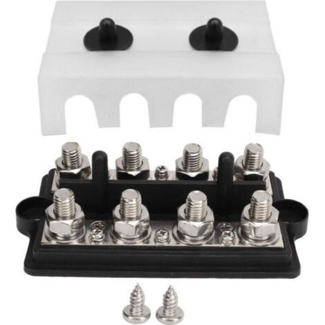 Barre omnibus Marine RV Terminal de batterie bloc de distribution d'énergie 2 rangées M8 goujon DC12-48V 150A noir (1/4)