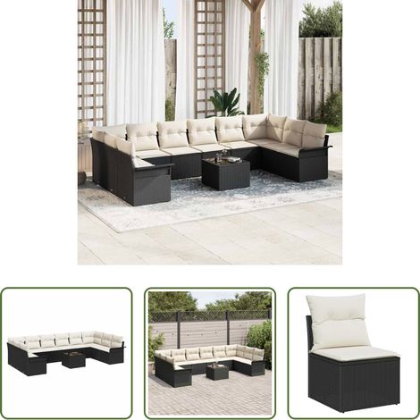 Gartenmöbel - Gartensofa-set mit Speicher 11 pcs Braun Poly-Rattan (1/5)
