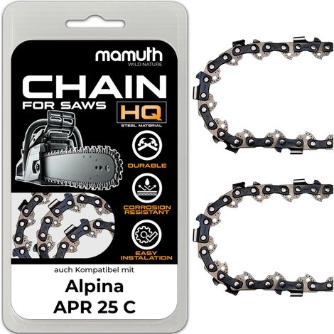 2x Courroie de chaîne de tronçonneuse 25cm 1,3mm 1/4" 60 TG pour Alpina APR 25 C (1/4)