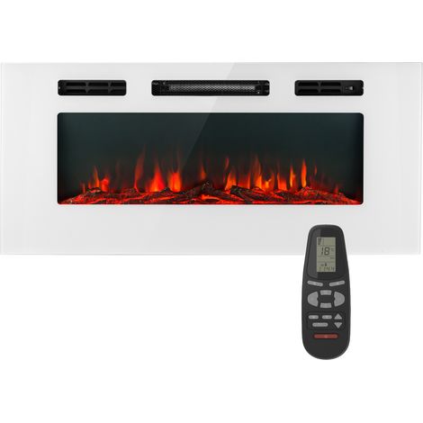 Klarstein Cheminée Electrique Encastrable, Chauffage Electrique de 1800W, Fausse Cheminée Decorative Murale avec Effet Flamme en LED, Télécommande Inclus, Programmable, Minuterie, Thermostat Réglable (1/5)