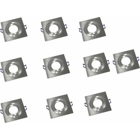 Kit 10 Porta faretto ad incasso quadrato acciaio orientabile portafaretto per soffitto supporto faretti con molle Argento (1/2)