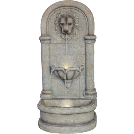 Dehner - Fontana da giardino con illuminazione a LED, ca. 103,5 x 38 x 49,5 cm, in poliresina, colore: Grigio (1/4)