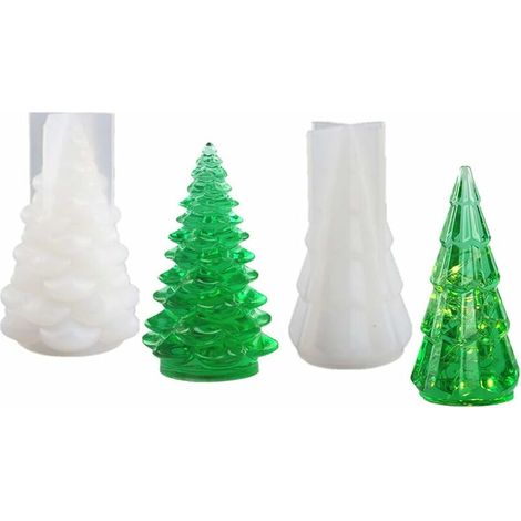 2 Moules en Résine Resin Cone Mold Moulle Silicone Arbre de Noël époxy Bricolage Bougeoirs Nuit Lumière Support Cristal Bijoux Artisanat (Grand Moule en résine),- Lefou (1/5)