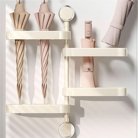 Porte-parapluie mural, support de rangement amovible sans perçage pour parapluies d'intérieur, peut supporter 2,5 kg, pliable et à angle réglable, pour entrée de maison