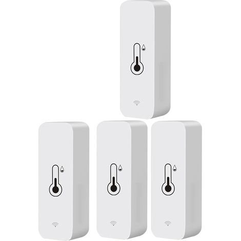 Capteur Temperature Humidite WiFi - 2 4 GHz - Application Tuya - Compatible Alexa Google Home - Affichage En Temps Reel - Lot De 4 (1/5)