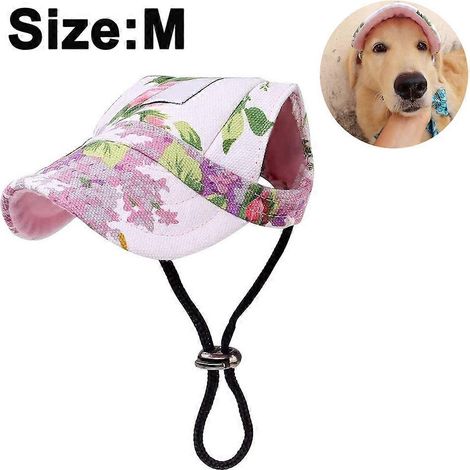 Chapeau de soleil pour chien, casquette de baseball élégante pour animaux de compagnie avec trous pour les oreilles et sangle de cou réglable non élastique pour petits chiens, tissu respirant, confort (1/4)