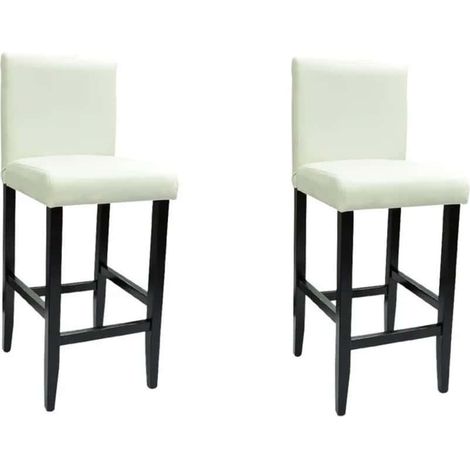 Maison Exclusive - Barhocker 2 Stk. Weiß Kunstleder (1/5)