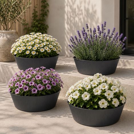 4er Blumentopf Ø28xH12cm-ME1000230-Anthrazit-4er (1/4)