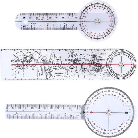 3 Stück 6/8/10 Zoll 360 Grad medizinisches Lineal Wirbelsäulenangiometer (1/5)