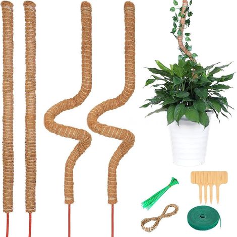 4 tuteurs en mousse - Tuteurs en mousse flexibles de 120 cm - Supports pour plantes grimpantes d'intérieur - Grands tuteurs en mousse - Tuteurs de treillis de jardin en bambou à dos de tortue (1/5)