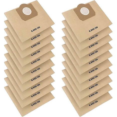 Compatible avec les sacs d'aspirateur 6.959-130.0, sacs filtrants en papier, compatibles avec les aspirateurs, WD3 1629 MV3 Premium, paquet de 20 (1/5)