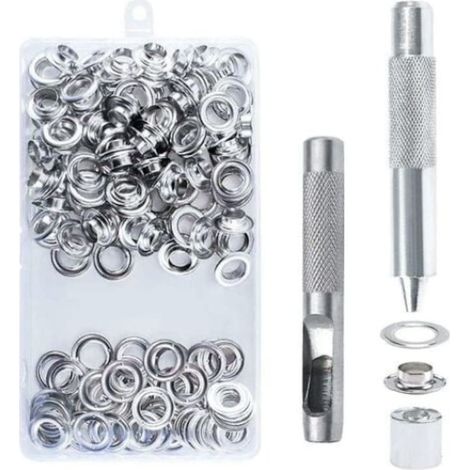 Lot de 100 agrafes à œillet métallique QttvbTna, 14 mm, argent (1/5)
