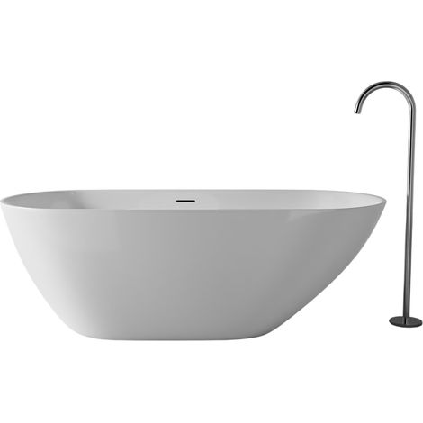 BERNSTEIN - Baignoire îlot Acrylique Oval Moderne pour Salle de Bain avec Bonde et trop plein - Blanc - 170x75x58cm - Garantie 5 ans - ROMA 2.0 (1/5)