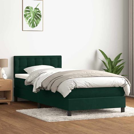 Boxspringbett mit Matratze Dunkelgrün 80x220 cm Samt
